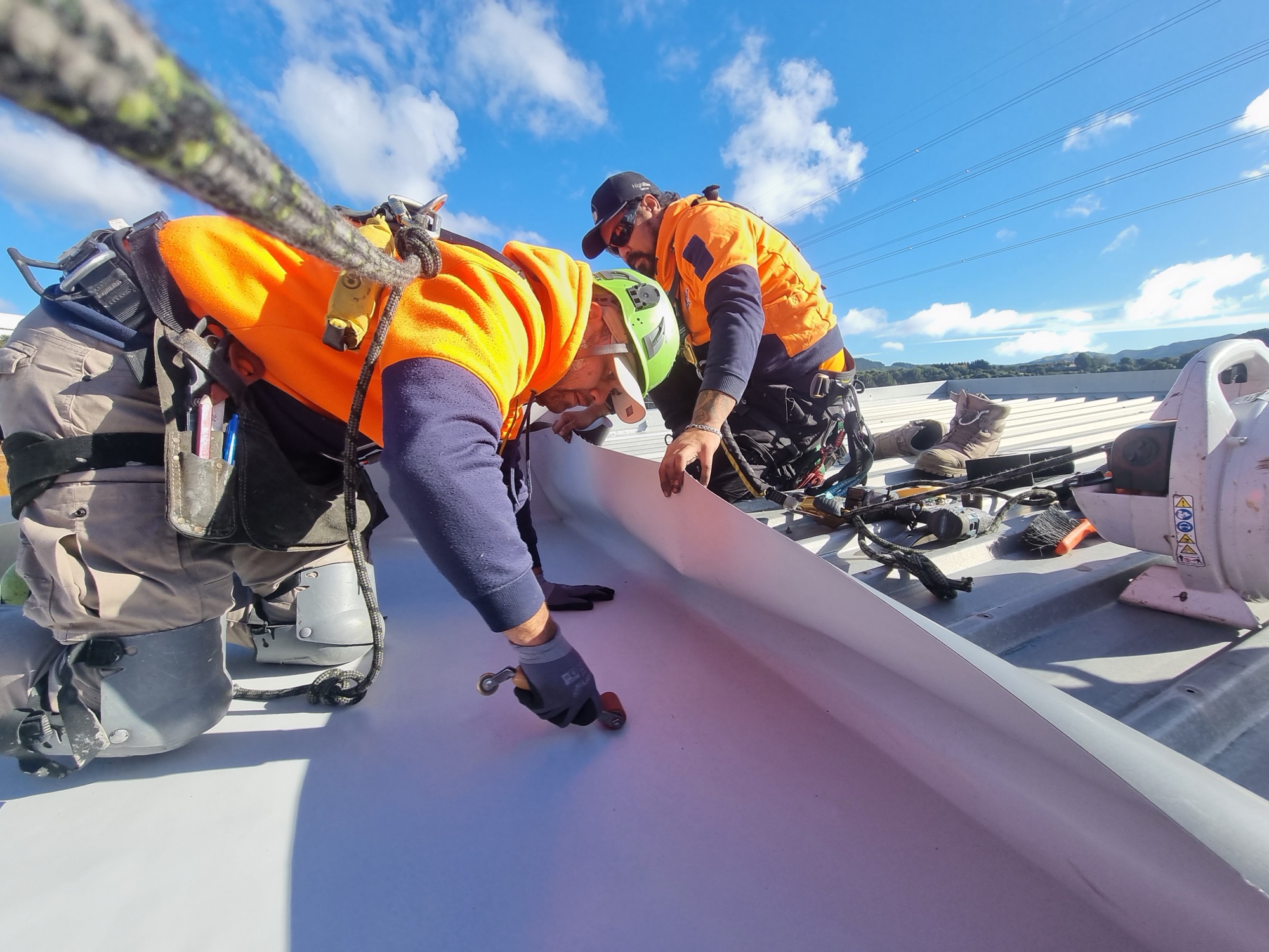 Highrise crew on a Wellington rooftop
