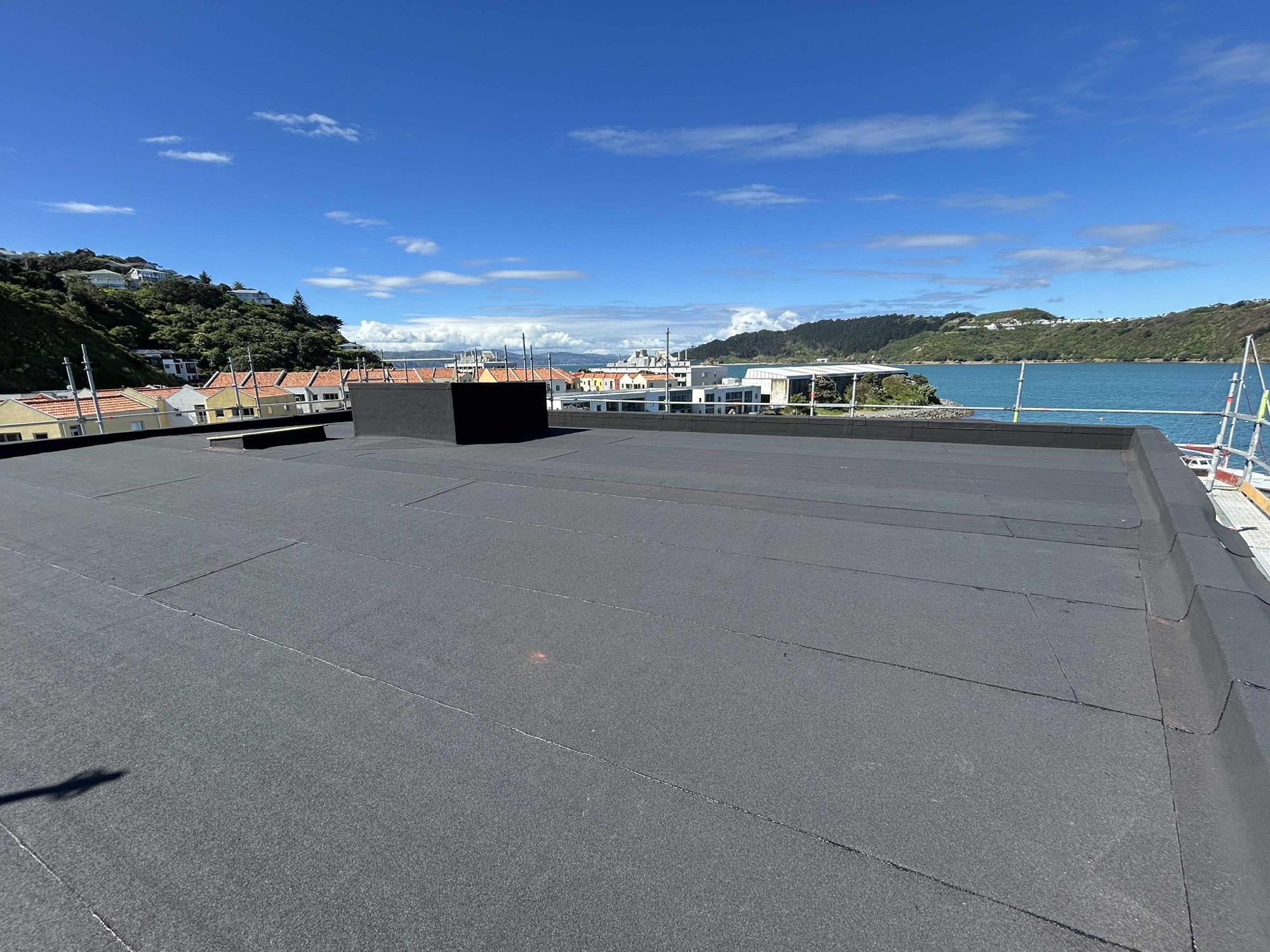 Completed torch-on membrane roof above the marina, Wellington