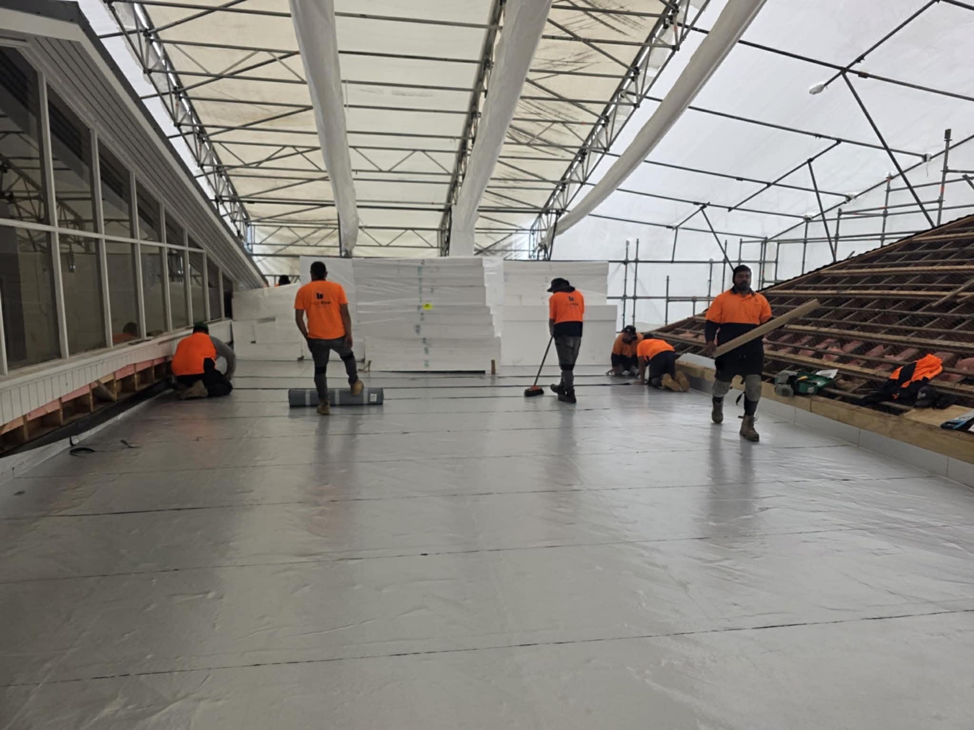 Membrane laid to an interior floor